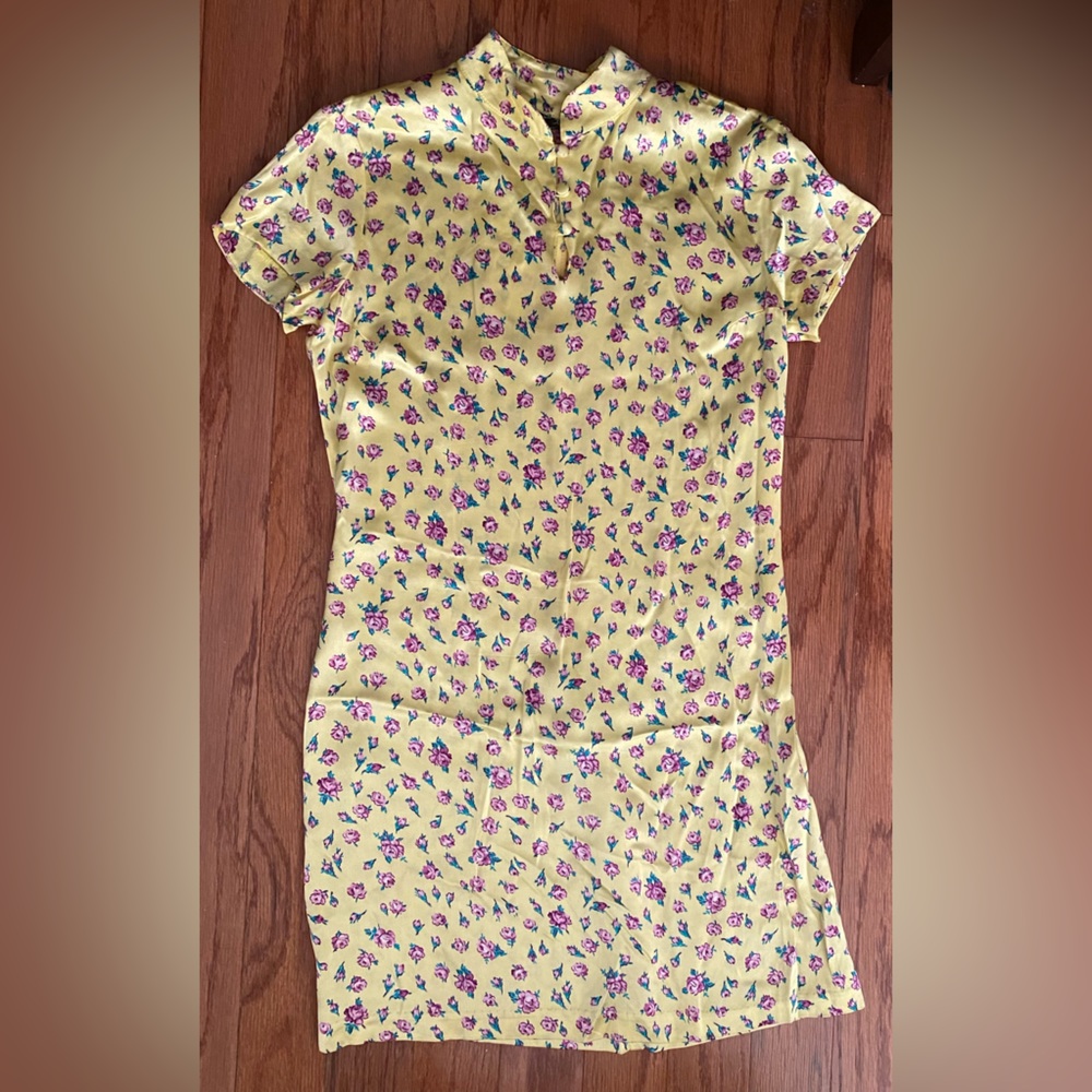 90s/00s Betsy Johnson Yellow Floral Dress Size M